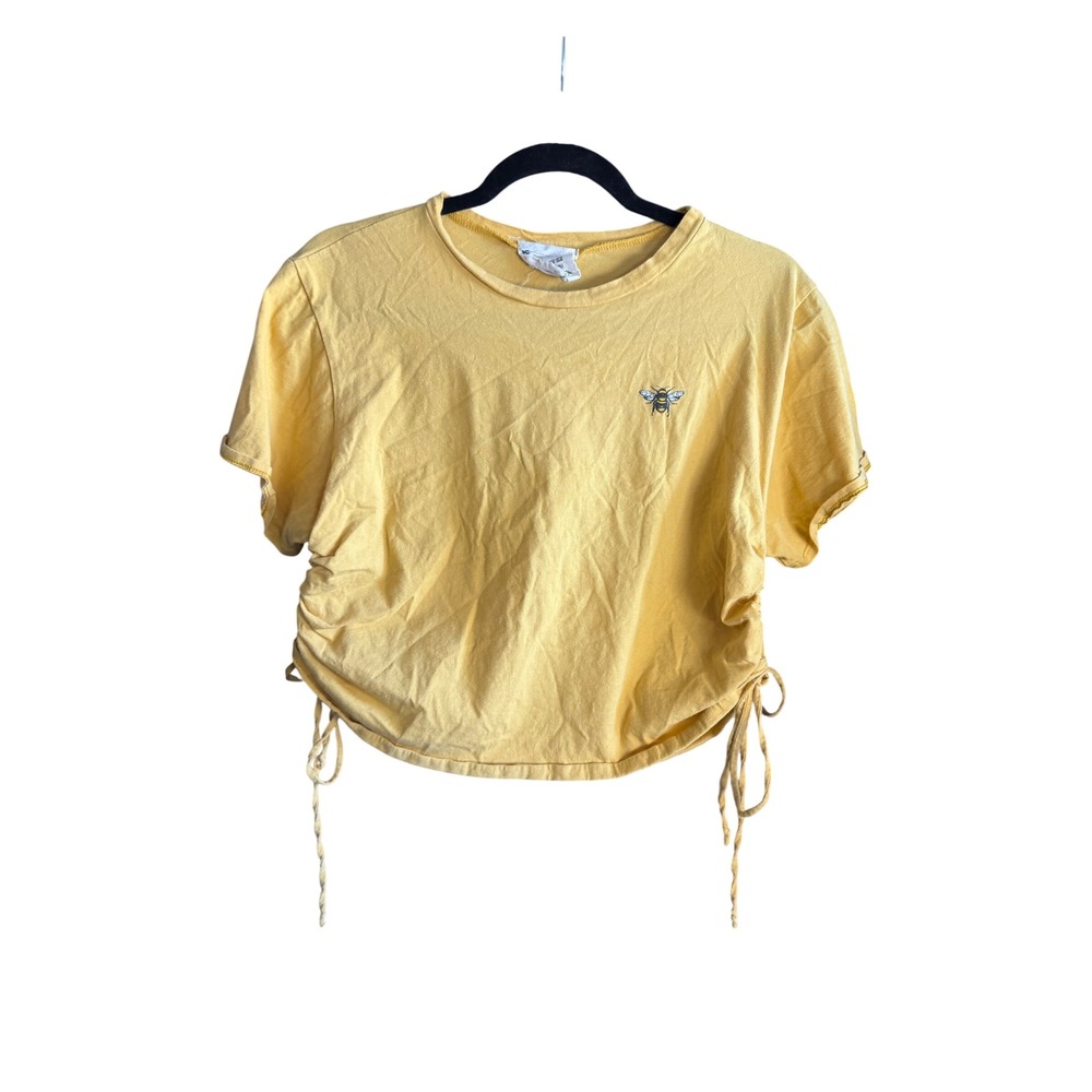 French Pastry Yellow Save The Bees Ruched Crop Graphic T-Shirt XL